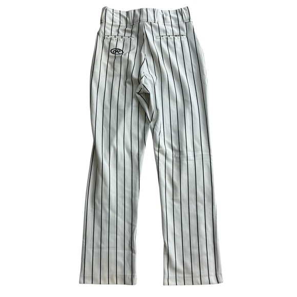 Rawlings Youth White Black Relaxed Baseball Pinstripe Pants Size Youth XL - Picture 2 of 7